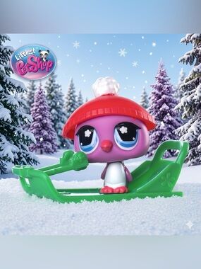 LPS Littlest Pet Shop Sleigh All Day Surprise Pet: G7 #340 Penguin (Purple)